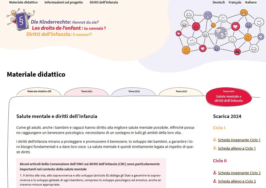 Schede sui diritti dell'infanzia